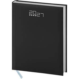 pubblimania Agenda Giornaliera 2027 Professionale 15x21 cm - Diario 2027 Multilingue 336 Pagine, Copertina Imbottita, Planning Mensile e Obiettivi, Ideale per Casa e Ufficio (Nero)