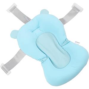 Fdit Cuscino di Supporto per Bagnetto per Neonati, Sedile per Vaschetta Neonato con Cinghie di Sicurezza per Supporto Testa e Schiena, Tessuto a 3 Strati per Vaschetta da Bagno per (orso blu)