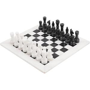 RADICALn Grande set di scacchi in marmo pesato bianco e nero fatto a mano, set completo di scacchi in stile Staunton e ambasciatore, set di scacchi da torneo per adulti, 38 cm