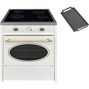 GURARI fornello a vetro ceramika a libera installazione GCH E 612 Cr r + Piastra grill in ghisa, Range Coocker, 8 funzioni, grill, 4 zone di cottura, 4x booster