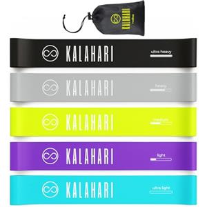 KALAHARI 4 wellness KALAHARI Elastici Fitness SET DI 5 più Ebook esercizi in Italiano e Borsa - Fascia elastica con 5 livelli di Resistenza per allenamento Forza, Stretching, Palestra, Pilates, Yoga - Bande elastiche