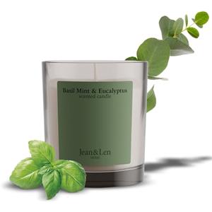 Jean & Len Candela Basil Mint & Eucalyptus, profumo rinfrescante, vegana, 195 g