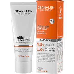Jean & Len Ultimate Glow Cream, ideale per tutti i tipi di pelle, dona un colorito radioso, con derivato della vitamina C, crema viso vegana e senza profumo, 50 ml