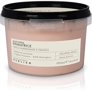 Perlier - Maschera Riparatrice, 250 Ml, Capelli Danneggiati e Fragili, Trattamento Rinforzante con Miele Biologico e Gelatina Reale, Riparazione Profonda ed Elasticità, Cura dei Capelli Italiana