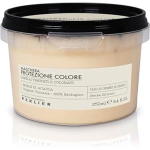 Perlier - Maschera Protezione Colore, 250 Ml, Capelli Trattati e Colorati, Formula con Miele Biologico e Olio di Germe di Grano, Esalta la Lucentezza e la Durata del Colore, Cura dei Capelli Italiana