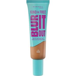 Rimmel London Kind & Free BLUR IT OUT Fondotinta Opacizzante, 450, Caramel, Controllo effetto lucido per tutto il giorno, Make-up dal finish matte leggero, 30 ml