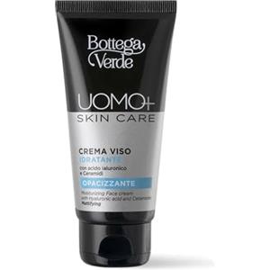 Bottega Verde - Crema Viso, Uomo+ Skincare, 50 ml, Azione Idratante e Opacizzante, con Acido Ialuronico e Ceramidi