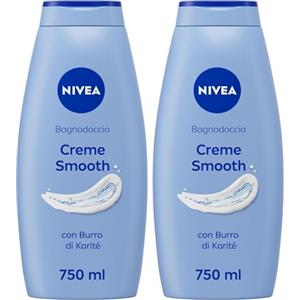 NIVEA Bagnodoccia Creme Smooth 750 ml, Bagnoschiuma in crema detergente e vellutante, Crema docciaschiuma arricchita con Burro di Karité, Vitamine C, E e Oli Nutrienti dal profumo delicato