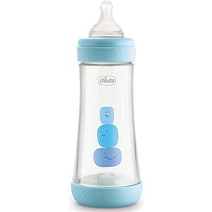 Chicco Perfect 5 Biberon Anticolica, Bimbo, 300 ml, Silicone, 3 Fori, Azzurro