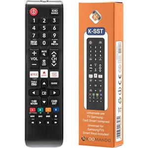 Koomando Telecomando Universale per Samsung TV LCD LED QLED UHD 4K 8K Curved HDR, Serie AA59 BN59, Pronto all'Uso senza Programmazione, Tasti Rapidi Netflix Prime Video, Compatibile Smart TV