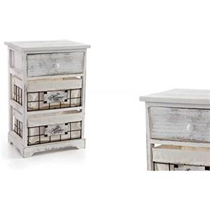 Gicos Mobile cassettiera in Legno Bianca 3 cassetti Decorate Home 37 * 27 * 58 cm Shabby Chic ZIH-787768