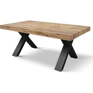 Mar.c.a. Design - Tavolo Allungabile 180/480x90x77 cm - Piano in Nobilitato Rovere Rustico e Gambe in Legno Nere a X - Made in Italy