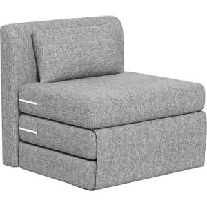 HOMCOM Poltrona Letto Pieghevole a 3 Sezioni, Poltrona da Terra 2 in 1 Chaise Longue Salvaspazio, per Camera da Letto, Soggiorno e Ufficio, 80x75x74 cm, Grigio