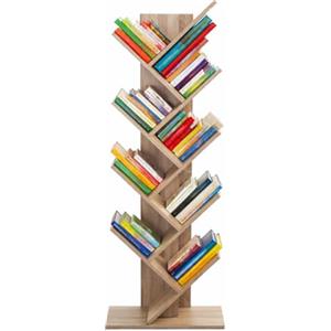 MA MAISON Libreria Verticale con 8 Ripiani in Legno - Salvaspazio, Design ad Albero, Autoportante, per Soggiorno, Camera da Letto, Ufficio, Scaffale per Libri, Versatile - 50x25x141,5h cm Beige