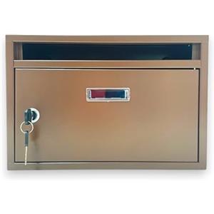 Generic Cassetta Postale per Esterno con Spioncino e Portanome Anta Apribile con Serratura a Chiave Incassata a Muro Doppia Chiave e tasselli Inclusi 30x20x10 cm (Marrone)