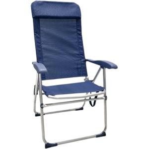 Sicignano Casalinghi Ingrosso Casalinghi Sicignano Sedia Pieghevole in Alluminio con Textilene, Reclinabile, con Poggiatesta, 115x59x84 cm (Blu scuro)