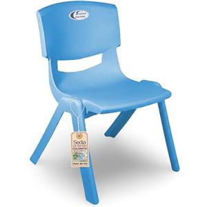 Sicignano Casalinghi Ingrosso Casalinghi Sicignano Sedia per Bambini in Plastica Azzurro Impilabile, 34x32x48h cm, Portata 60 kg, Impermeabile per Interni ed Esterni Confezione Singola Asilo Sale Attesa e Zone Gioco