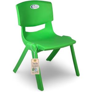 Sicignano Casalinghi Ingrosso Casalinghi Sicignano Sedia per Bambini in Plastica Verde Impilabile, 34x32x48h cm, Portata 60 kg, Impermeabile per Interni ed Esterni Confezione Singola Asilo Sale Attesa e Zone Gioco
