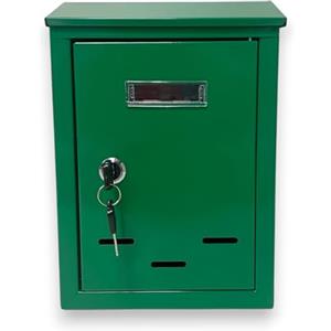 Generic Cassetta Postale per Esterno con Spioncino e Portanome Anta Apribile con Serratura a Chiave Incassata a Muro Doppia Chiave e tasselli Inclusi 27x18.5x6.5 cm (Verde)