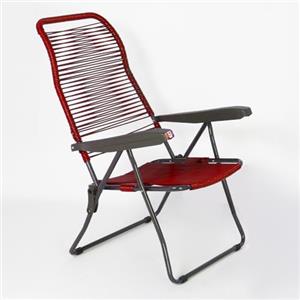 MA MAISON Sedia Reclinabile in Corda PVC 105X60X64 CM - 5 Posizioni, Braccioli Ergonomici, Struttura in Acciaio, da Campeggio, Regolabile, Pieghevole, per Esterno - Made in Italy ROSSO