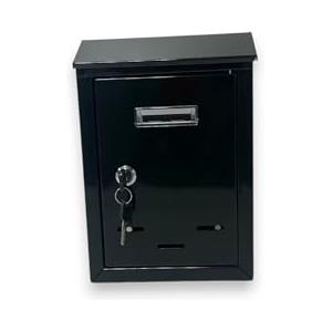 Generic Cassetta Postale per Esterno con Spioncino e Portanome Anta Apribile con Serratura a Chiave Incassata a Muro Doppia Chiave e tasselli Inclusi 27x18.5x6.5 cm (Nero)
