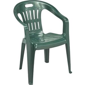 Sicignano Casalinghi Ingrosso Casalinghi Sicignano | Sedia da Giardino in Plastica, Poltrona Piona, Sedia con Braccioli da Esterno, con Schienale Basso, Impilabile, Leggera, Facile da Pulire, 56x55x78h cm (1, Verde)