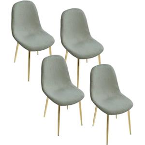 MAURY'S IL NUMERO UNO DEL RISPARMIO Maury's Set 4 Sedie Imbottite Teddy - Tessuto Morbido, Deisgn Moderno, Gambe in Metallo Oro, Comfort, Struttura Resistente, per Cucina, Soggiorno - 44X48X88h CM (Tessuto Verde)