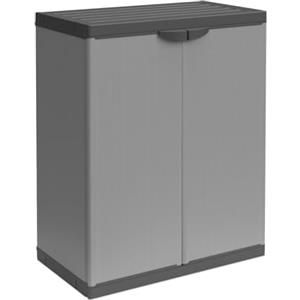 BuyStar Armadio Basso 2 Ante da Esterno 68x40x85h cm, Ripiano e Maniglie + 3 Borse Raccolta Differenziata Colorate - Idrorepellente, Riciclaggio, Robusto, Anti odore, Lavabile - Sistemi Modulari