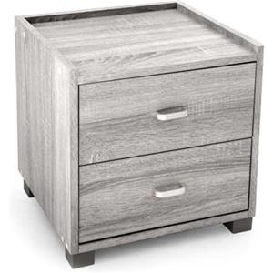 MA MAISON Comodino 2 Cassetti - Struttura in Legno Truciolare, Melaminico, Colori Vari, Design Moderno, Camera da Letto, Mobiletto Cassettiera - 43 x 40 x 43,5 cm (Rovere Grigio)