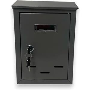 Generic Cassetta Postale per Esterno con Spioncino e Portanome Anta Apribile con Serratura a Chiave Incassata a Muro Doppia Chiave e tasselli Inclusi 27x18.5x6.5 cm (Grigio)