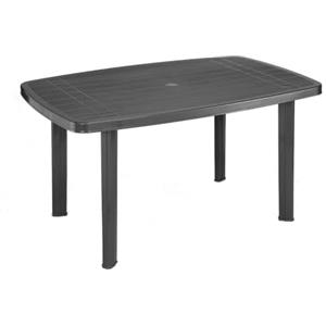 MA MAISON Tavolo da Giardino - per Interno, Esterno, Rettangolare Ovale, Impilabili, Robusto, in Polipropilene, Antracite, Terrazzo, Balcone -137 x 85 x 72 cm