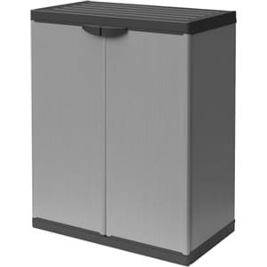 BuyStar Armadio Basso 2 Ante da Esterno 68x40x85h cm, Ripiano Interno e Maniglie - Sistema a Incastro, Senza Viti, Idrorepellente, Robusto, Anti odore, Lavabile, da Interno, Garage - Made in Italy