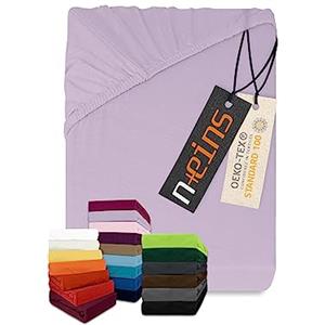 npluseins lenzuolo con angoli elasticizzati in classico jersey - disponibili in molti colori e dimensioni - 100% cotone 159.192, 120 x 200 cm, lilla