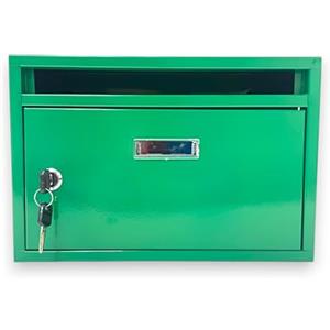 Generic Cassetta Postale per Esterno con Spioncino e Portanome Anta Apribile con Serratura a Chiave Incassata a Muro Doppia Chiave e tasselli Inclusi 30x20x10 cm (Verde)