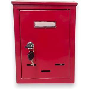 Generic Cassetta Postale per Esterno con Spioncino e Portanome Anta Apribile con Serratura a Chiave Incassata a Muro Doppia Chiave e tasselli Inclusi 27x18.5x6.5 cm (Rosso)
