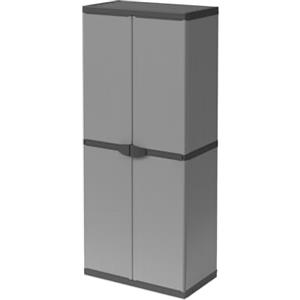 BuyStar Armadio da Esterno 68x40x165h cm, 2 Ante 3 Ripiani - Idrorepellente, Montaggio Senza Viti, Robusto, Garage, Terrazzo, Officina, Giardino - Made in Italy (Grigio Chiaro)
