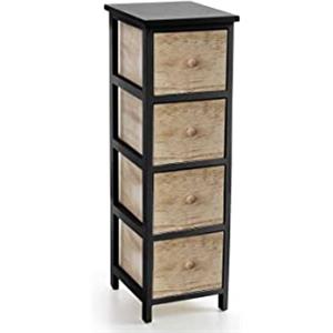 Gicos Mobile cassettiera in legno nero 4 cassetti effetto legno 26 * 32 * 80 cm shabby chic EDT-829468
