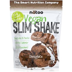 NÄTOO Pasto Sostitutivo Vegan Slim Shake Proteico - Sostituto di pasto completo per il controllo del peso a base di proteine vegetali con 27 minerali e vitamine - 600gr. (10 porzioni) (Chocolate)