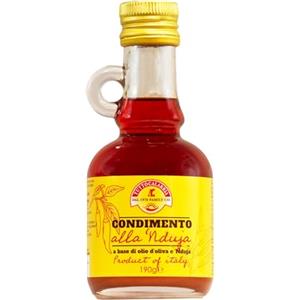 TUTTO CALABRIA TuttoCalabria, Olio Extra Vergine di Oliva alla 'Nduja 190 ml, Condimento piccante e affumicato, Infuso artigianalmente, Gusto intenso, Ideale per carni, pasta, pizza e marinature gourmet