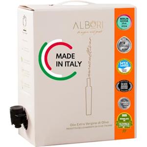 ALBORI Peranzana - Olio Extravergine di Oliva Italiano 3 Litri NUOVO 2025/2026 Estratto Freddo, Olio di Oliva 100% Olive Monocultivar, Deciso per Pesce, Carne e Verdura in Box con Versatore Antispreco