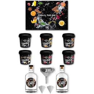 Bembo Qualità d'Autore Kit Gin Fai da Te Bembo - DIY Gin Kit con 6 Botaniche Naturali (Ginepro,Cannella,Zenzero, Arancia, Pepe Rosa, Ibisco) Set Completo per Fare Gin in Casa - Idea Regalo Originale per Amanti dei Cocktail