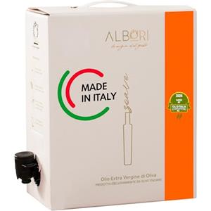 ALBORI Soave - Olio Extravergine di Oliva Italiano 5 Litri NUOVO 2025/2026 Estratto Freddo, Olio di Oliva con Olive Leccino e Peranzana Delicato per Pesce, Carne, Verdura, Box con Versatore Antispreco