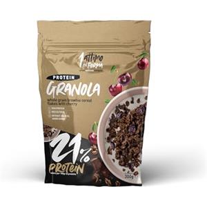 1 Attimo in Forma | Granola Proteica 21% Senza Zuccheri Aggiunti 300 grammi - Ricca di Fibre Croccante Colazione Nutriente (1 Confezione, Brownie e Ciliegia)