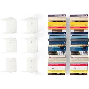 home3000 D-Segno Libreria da Parete Invisibile in Metallo - Mensole da Muro di Design, Libreria sospesa salvaspazio, mensole a scomparsa per libri - Made in Italy