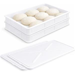 VIRSUS Cassetta con Coperchio per impasti Pizza e Pane HD1, misura 60x40x10 cm e capacità 20 Litri, colore neutro, Contenitore per alimenti, porta impasto per panetti (2 Cassette + 2 Coperchi)