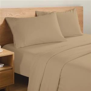 Dorian Home, Completo Lenzuola in 100% Puro Cotone Made In Italy, Angolo 33cm (Lino, Matrimoniale)