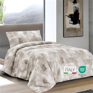 Dorian Home - Set Copripiumino Matrimoniale 250x210 con Sacco in 100% Puro Cotone + 2 Federe Cuscino Letto 50x80 con Patella di 18 cm (Nebula Beige, Una Piazza e Mezza - 200x210 cm)