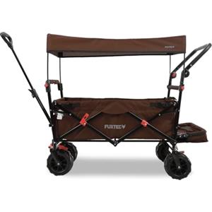 Fuxtec Carrello da spiaggia pieghevole FUXTEC CTB800 - Marrone - pieghevole con ruote larghe, tetto, freno anteriore e posteriore - adatto ai bambini - L'originale Bollerwagen FUXTEC