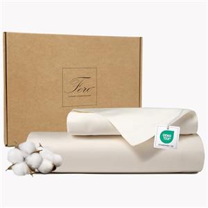 Ferò Set Copripiumino Singolo cotone 155x220 con Federa 50x75, Copri piumino di lusso in Raso di Cotone 300 TC a fibra lunga e Proteine della Seta, Design Made in Italy, Duvet Cover, Bianco Avorio
