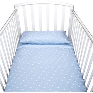 baby idea Babysanity Piumino Lettino Neonato Ricamato Completo Federa e Copripiumino e Lenzuolino con Angoli Sfoderabile Senza Paracolpi Lettino - Made in Italy- (Stellina Azzurro)